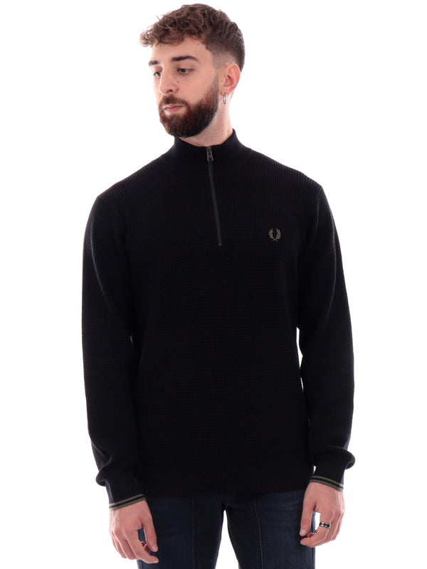 Maglione Fred Perry da uomo full zip Waffle Stitch K8557